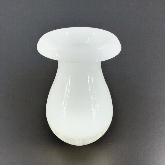 Vintage Hand Blown Bud Vase Mushroom Shaped Top Clear Bottom Glass Vase Decor - Picture 1 of 13
